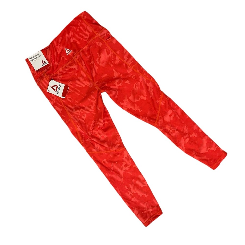 NWT Reebok 7/8 Leggings  Women’s Small Orange Moisture Management High Rise - Picture 2 of 7